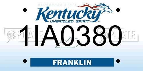 1IA0380 Kentucky License Plate