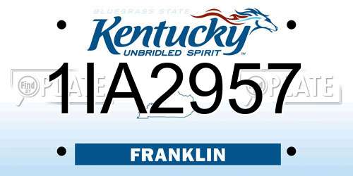 1IA2957 Kentucky License Plate