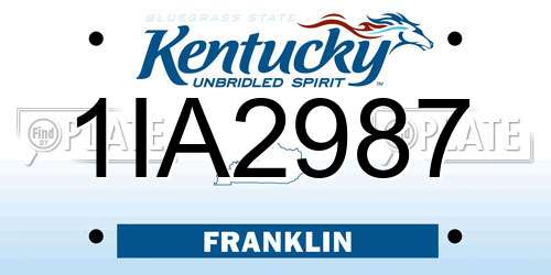 1IA2987 Kentucky License Plate