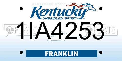1IA4253 Kentucky License Plate