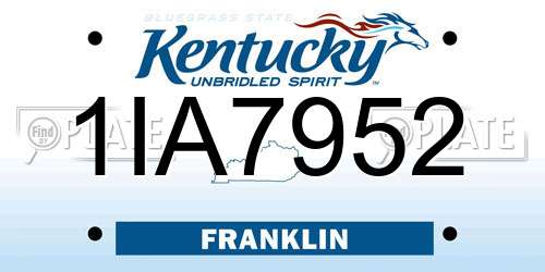 1IA7952 Kentucky License Plate