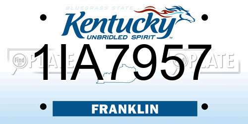 1IA7957 Kentucky License Plate