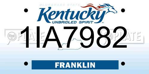 1IA7982 Kentucky License Plate