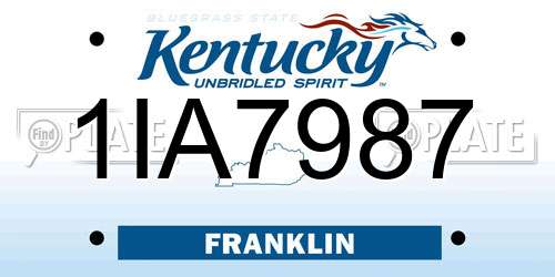 1IA7987 Kentucky License Plate