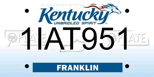 1IAT951 Kentucky License Plate