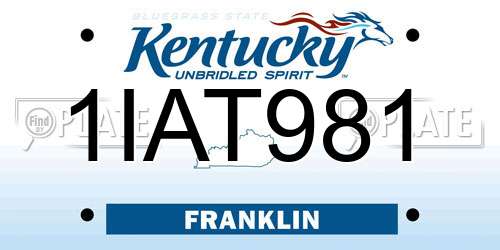 1IAT981 Kentucky License Plate