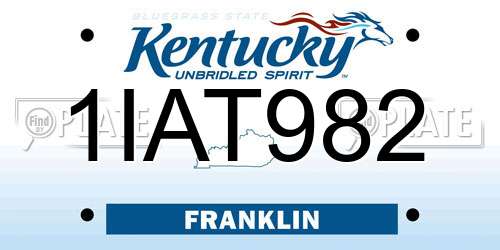 1IAT982 Kentucky License Plate