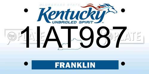 1IAT987 Kentucky License Plate