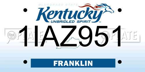 1IAZ951 Kentucky License Plate