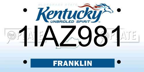 1IAZ981 Kentucky License Plate