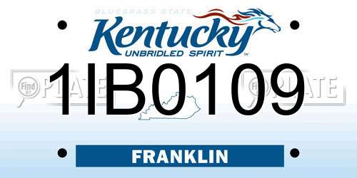 1IB0109 Kentucky License Plate