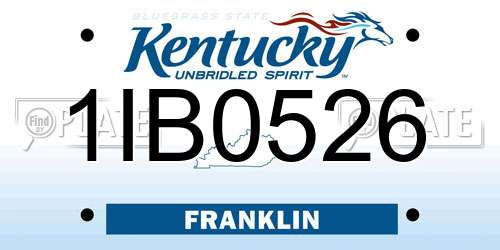 1IB0526 Kentucky License Plate