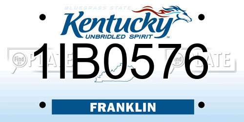 1IB0576 Kentucky License Plate