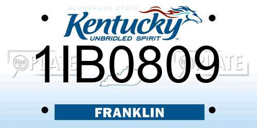 1IB0809 Kentucky License Plate