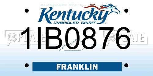 1IB0876 Kentucky License Plate