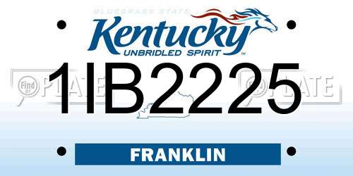 1IB2225 Kentucky License Plate