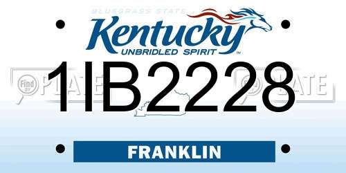 1IB2228 Kentucky License Plate