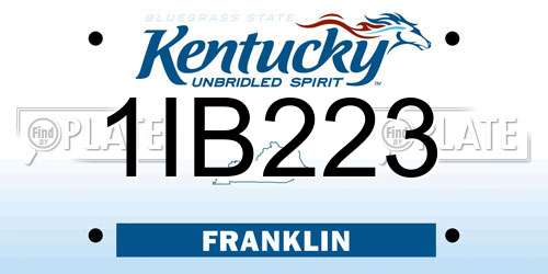 1IB223 Kentucky License Plate