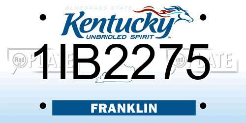 1IB2275 Kentucky License Plate