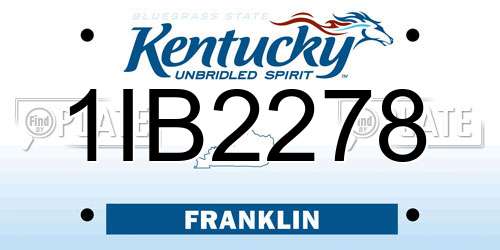 1IB2278 Kentucky License Plate