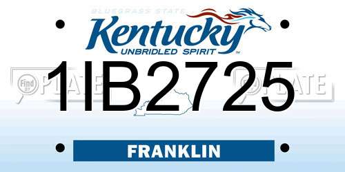 1IB2725 Kentucky License Plate