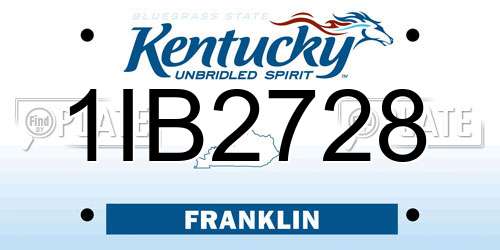 1IB2728 Kentucky License Plate