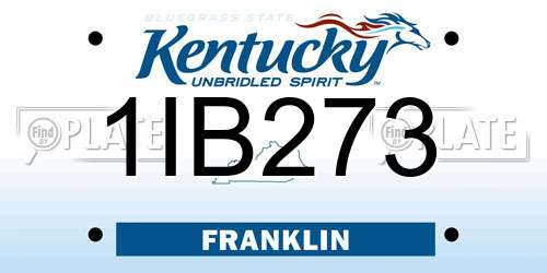 1IB273 Kentucky License Plate