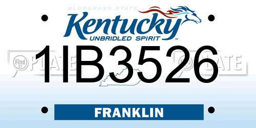 1IB3526 Kentucky License Plate