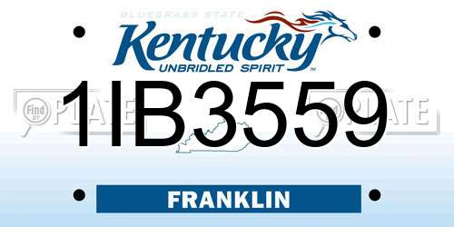 1IB3559 Kentucky License Plate