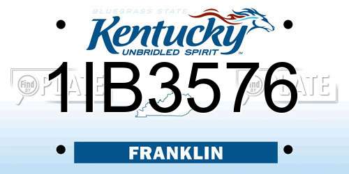 1IB3576 Kentucky License Plate