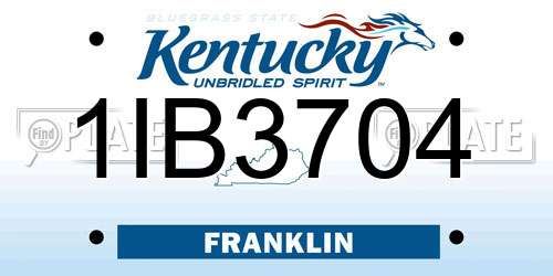 1IB3704 Kentucky License Plate