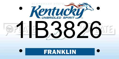 1IB3826 Kentucky License Plate