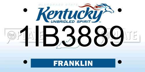 1IB3889 Kentucky License Plate