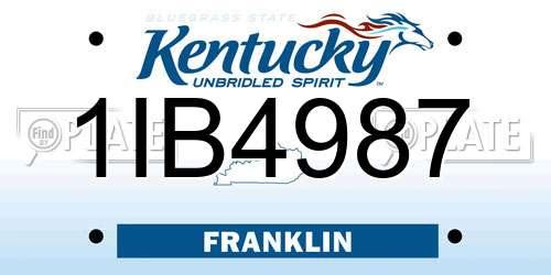 1IB4987 Kentucky License Plate