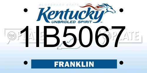 1IB5067 Kentucky License Plate