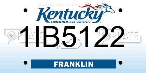 1IB5122 Kentucky License Plate