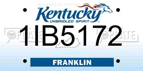 1IB5172 Kentucky License Plate