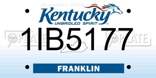 1IB5177 Kentucky License Plate