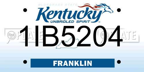 1IB5204 Kentucky License Plate
