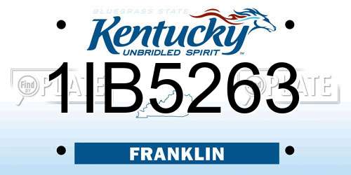 1IB5263 Kentucky License Plate