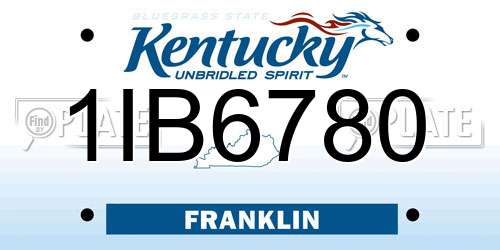 1IB6780 Kentucky License Plate