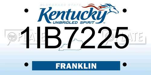 1IB7225 Kentucky License Plate
