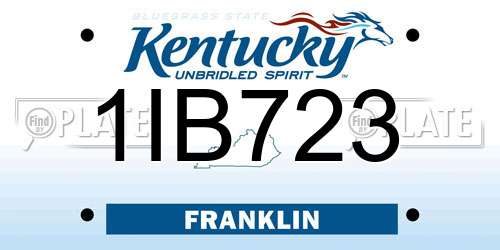 1IB723 Kentucky License Plate