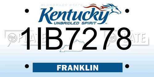 1IB7278 Kentucky License Plate