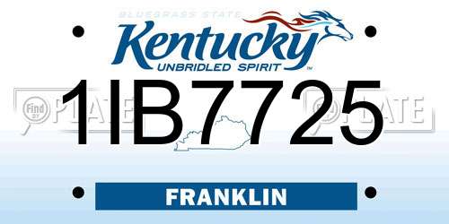 1IB7725 Kentucky License Plate