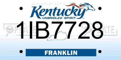 1IB7728 Kentucky License Plate