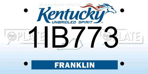 1IB773 Kentucky License Plate