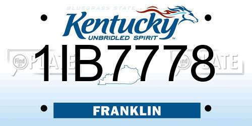 1IB7778 Kentucky License Plate