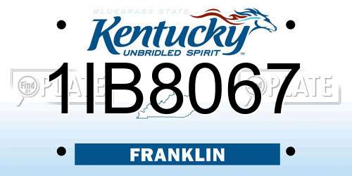 1IB8067 Kentucky License Plate