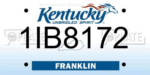 1IB8172 Kentucky License Plate
